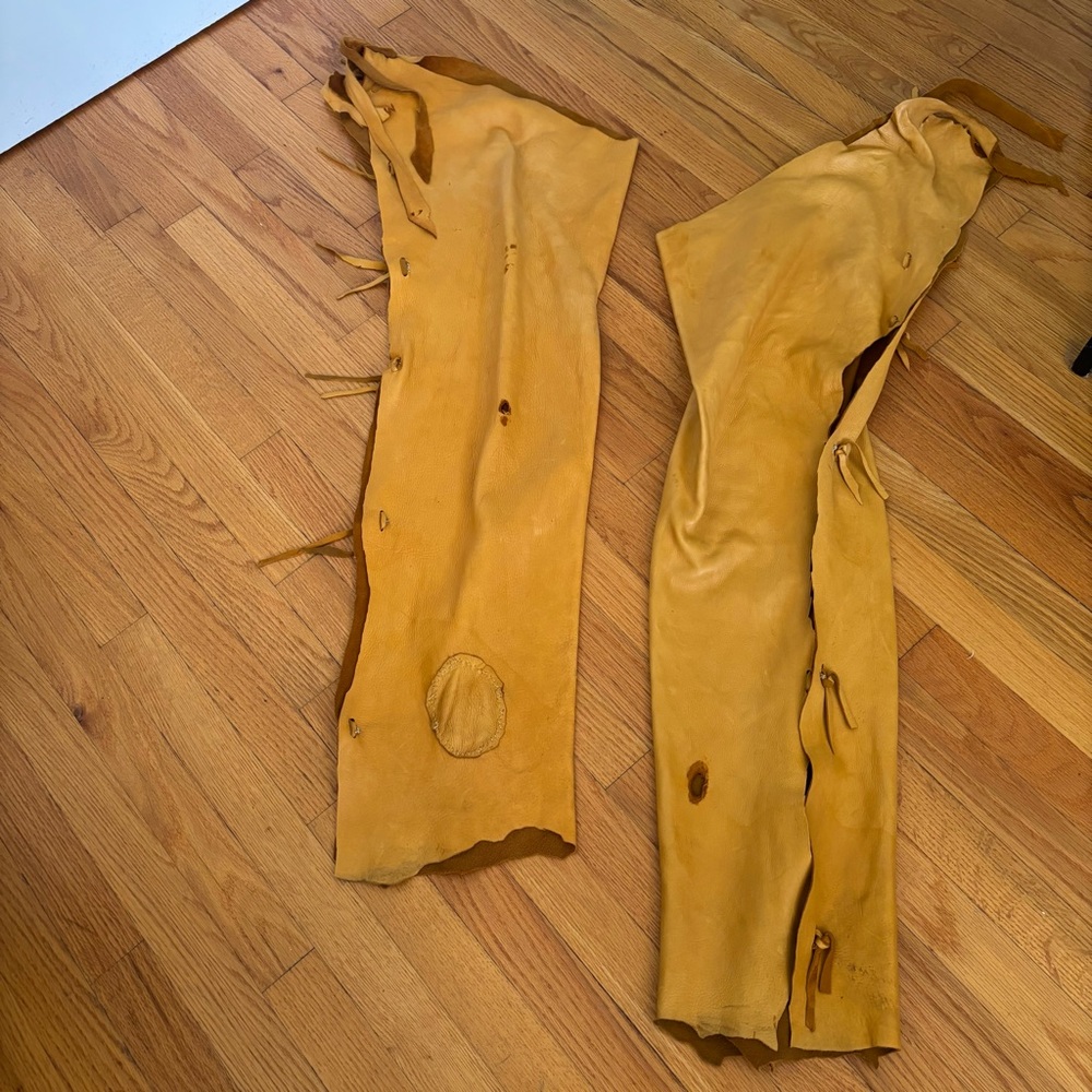 Old Vintage Tan Leather Cowboy Riding Chaps